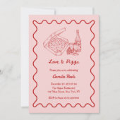 Whimsical Hand Getekende Pizza & Wijn Bruidsmeisje Kaart (Voorkant)