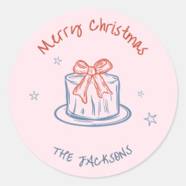 Whimsical Hand Getekende Prettig Kerstfeest Ronde Sticker