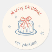 Whimsical Hand Getekende Prettig Kerstfeest  Ronde Sticker (Voorkant)