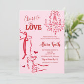 Whimsical Hand Getekende Proost op de Liefde Bruid Kaart (Staand voorkant)