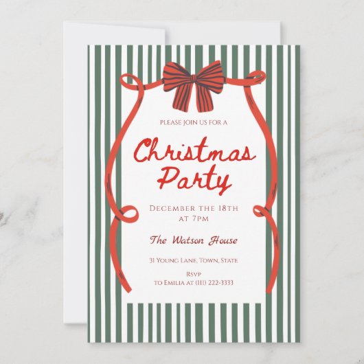 Whimsical Hand Getekende Rode coquette Kerstfeest Kaart (Voorkant)