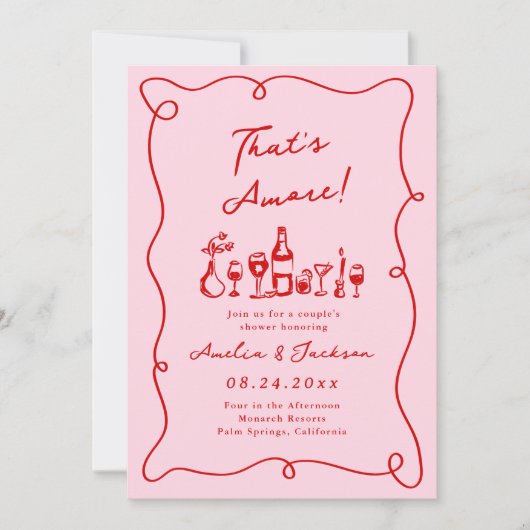 Whimsical Hand Getekende Roze & Rode Dat is Liefde Kaart (Voorkant)