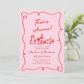 Whimsical Hand Getekende Roze & Rode Dat is Liefde Kaart (Staand voorkant)