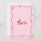 Whimsical Hand Getekende Roze & Rode Dat is Liefde Kaart (Achterkant)