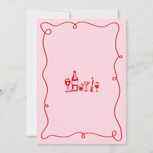 Whimsical Hand Getekende Roze & Rode Dat is Liefde Kaart (Achterkant)