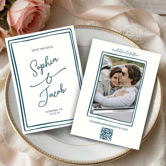 Whimsical Hand Getekende Save The Date Trouwfoto