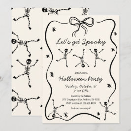 Whimsical Hand Getekende Skelet Boog Frame Hallowe Kaart