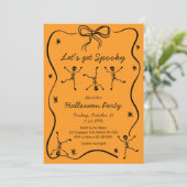 Whimsical Hand Getekende Skelet Boog Frame Hallowe Kaart (Staand voorkant)