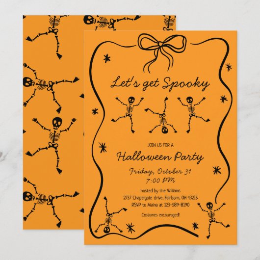 Whimsical Hand Getekende Skelet Boog Frame Hallowe Kaart (Voorkant / Achterkant)