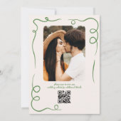 Whimsical Hand Getekende Trouwfoto Groen Save The Date (Achterkant)
