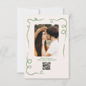 Whimsical Hand Getekende Trouwfoto Groen Save The Date (Achterkant)