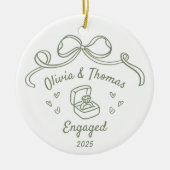 Whimsical Hand Getekende Verloving Kerstmis Keramisch Ornament (Voorkant)