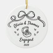 Whimsical Hand Getekende Verloving Kerstmis Keramisch Ornament (Voorkant)