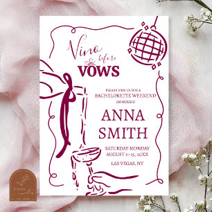 Whimsical Hand Getekende Vino Before Vow Bachelore Kaart
