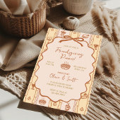 Whimsical Hand Getekende VriendenDankfeest Potluck Kaart