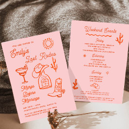 Whimsical Hand Getekende Westerse Bachelorette Fee Kaart
