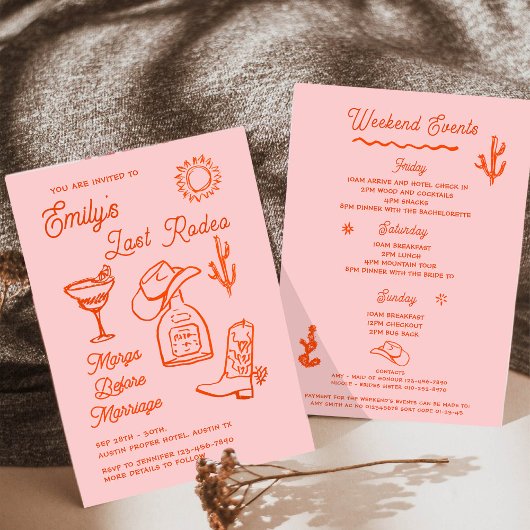 Whimsical Hand Getekende Westerse Bachelorette Fee Kaart