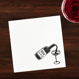 Whimsical Hand getrokken aangepaste wijnfles bruil Servet