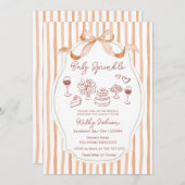 Whimsical Hand getrokken Baby Sprinkle Bow Ribbon Kaart (Voorkant / Achterkant)