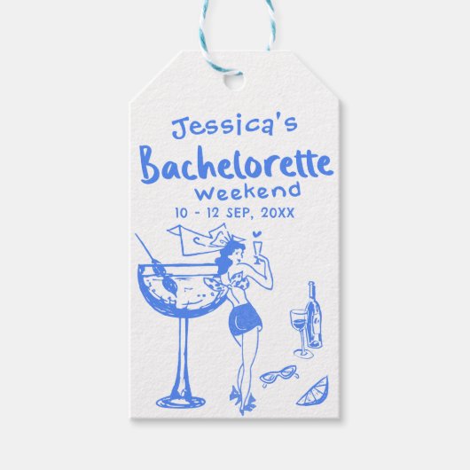 Whimsical Hand getrokken Bachelorette Party Weeken Cadeaulabel (Voorkant)