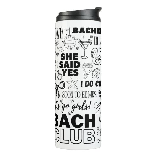 Whimsical Hand getrokken Bachelorette Thermosbeker (Gedraaid links)