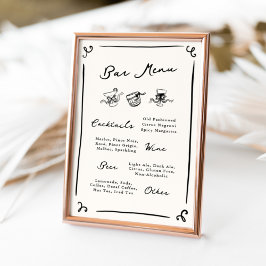 Whimsical Hand getrokken Bar Menu Poster
