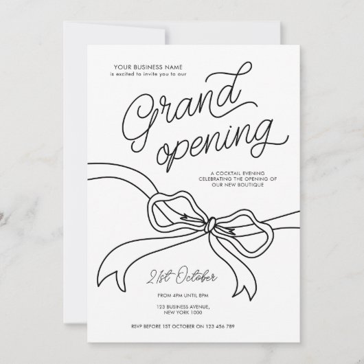 Whimsical Hand Getrokken Bedrijf Grote Opening Kaart (Voorkant)