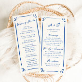 Whimsical Hand Getrokken Blauw Huwelijksprogramma  Menu