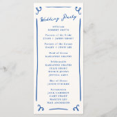 Whimsical Hand Getrokken Blauw Huwelijksprogramma  Menu (Achterkant)