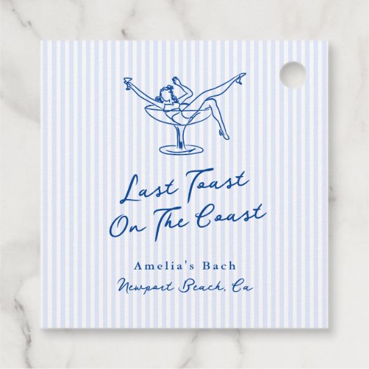 Whimsical Hand Getrokken Blauw Laatste Toast aan d Bedankjes Labels (Achterkant)