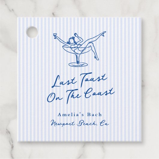 Whimsical Hand Getrokken Blauw Laatste Toast aan d Bedankjes Labels (Voorkant)