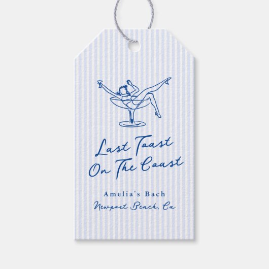 Whimsical Hand Getrokken Blauw Laatste Toast aan d Cadeaulabel (Voorkant)