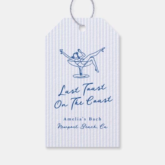 Whimsical Hand Getrokken Blauw Laatste Toast aan d Cadeaulabel (Achterkant)