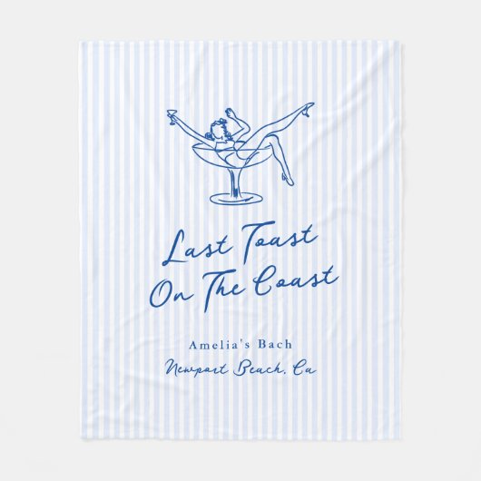 Whimsical Hand Getrokken Blauw Laatste Toast aan d Fleece Deken (Voorkant)