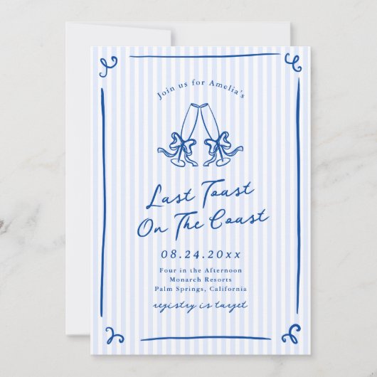 Whimsical Hand Getrokken Blauw Laatste Toast aan d Kaart (Voorkant)