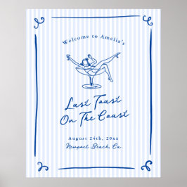 Whimsical Hand Getrokken Blauw Laatste Toast aan d Poster