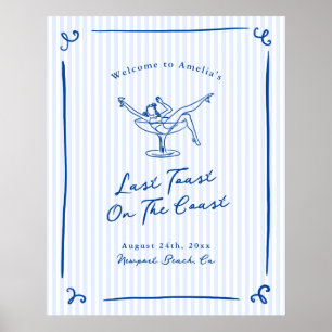 Whimsical Hand Getrokken Blauw Laatste Toast aan d Poster