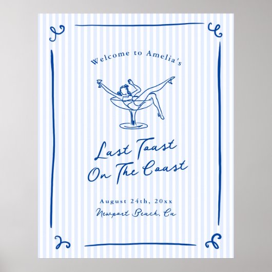 Whimsical Hand Getrokken Blauw Laatste Toast aan d Poster (Voorkant)