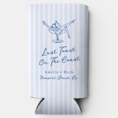 Whimsical Hand Getrokken Blauw Laatste Toast aan d Seltzer Blikjeskoeler (Voorkant)