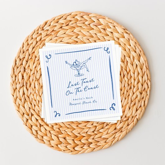 Whimsical Hand Getrokken Blauw Laatste Toast aan d Servet