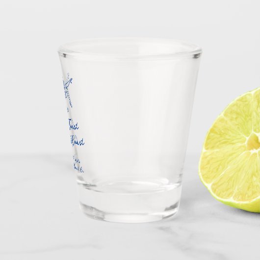 Whimsical Hand Getrokken Blauw Laatste Toast aan d Shot Glas (Rechts)