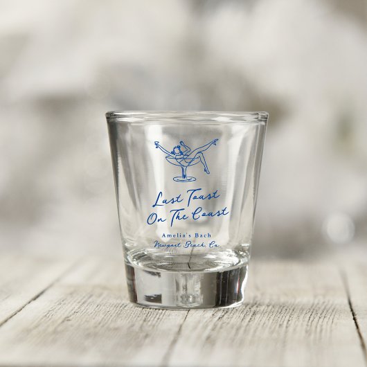 Whimsical Hand Getrokken Blauw Laatste Toast aan d Shot Glas