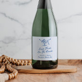 Whimsical Hand Getrokken Blauw Laatste Toast aan d Sparkling Wijnetiket