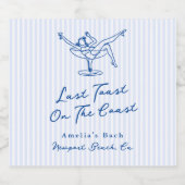 Whimsical Hand Getrokken Blauw Laatste Toast aan d Sparkling Wijnetiket (Enkel label)