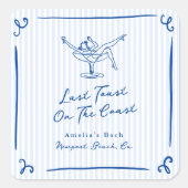 Whimsical Hand Getrokken Blauw Laatste Toast aan d Vierkante Sticker (Voorkant)