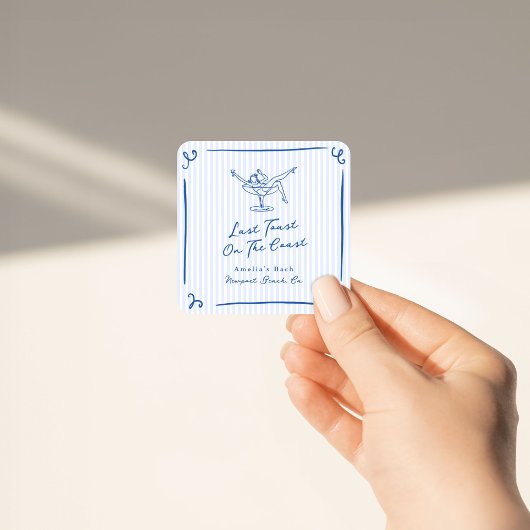 Whimsical Hand Getrokken Blauw Laatste Toast aan d Vierkante Sticker