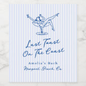 Whimsical Hand Getrokken Blauw Laatste Toast aan d Wijn Etiket (Enkel label)