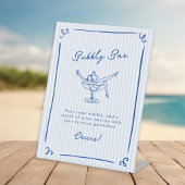 Whimsical Hand Getrokken Blauw Laatste Toast Bubbl Reclamebord Met Voetstuk