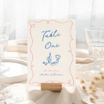Whimsical Hand getrokken blauw & roze Kaart<br><div class="desc">Dit schattige ontwerp is voorzien van handgetekende elementen en een grillige,  gedurfde tekst.</div>