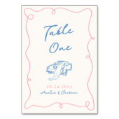 Whimsical Hand getrokken blauw & roze Kaart (Voorkant)